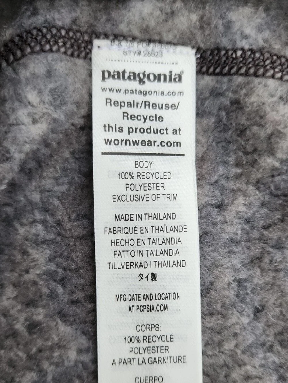 Patagonia Men’s Better Sweater Heathered Gray 1/4-Zip Size 3XL